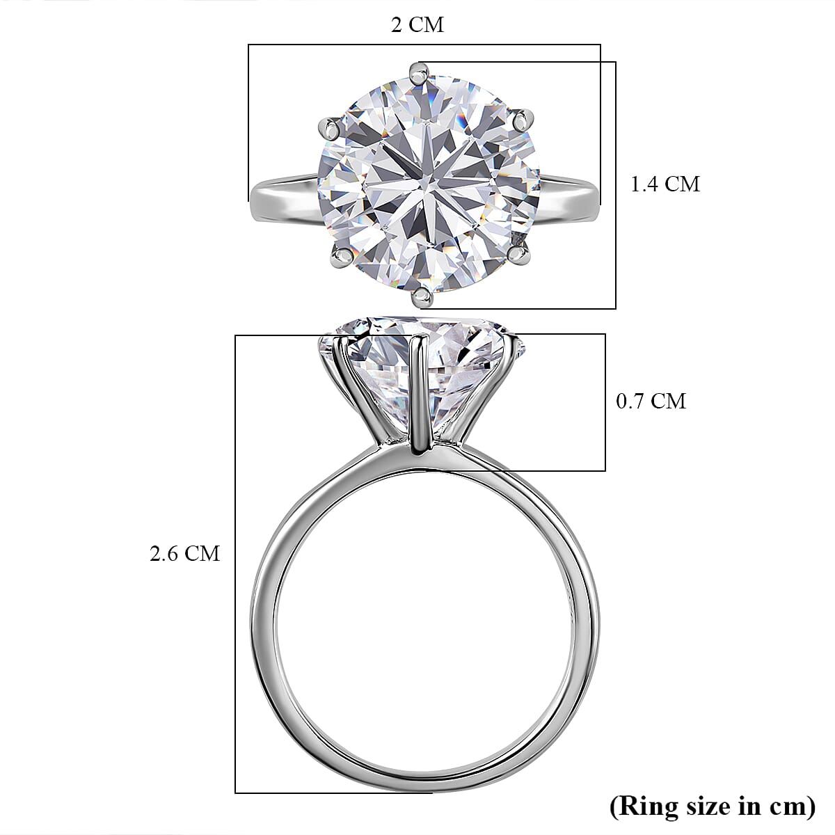 D'Joy Moissanite Solitaire Ring in Platinum Overlay Sterling Silver 5.13 Ct.
