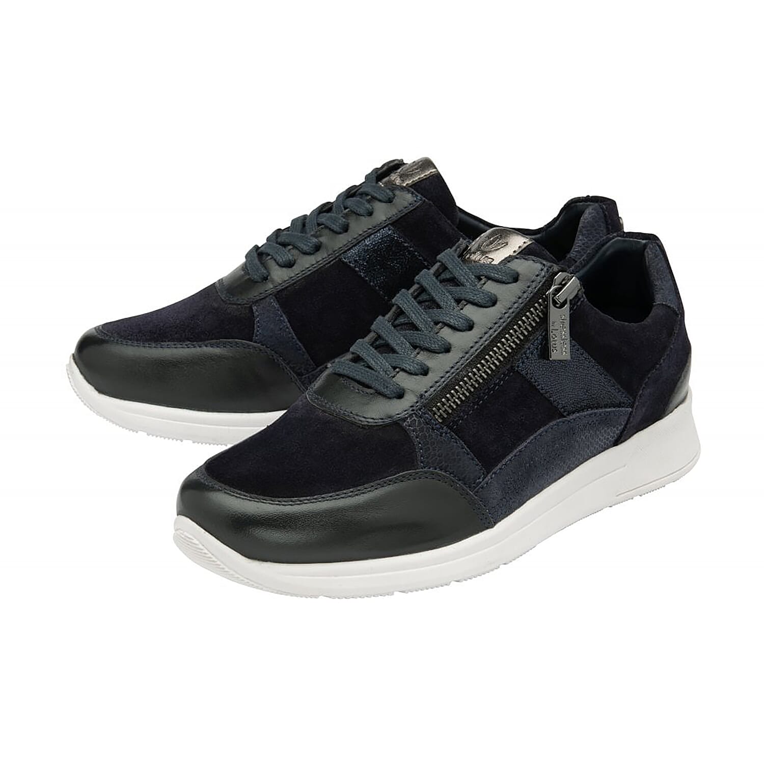 LOTUS Sonny Womens Leather Trainers (Size 3) - Navy