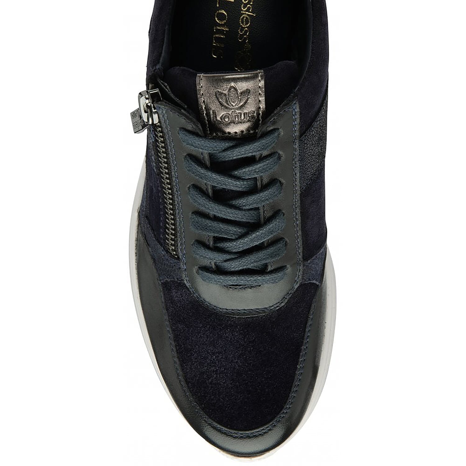 Ladies navy hot sale leather trainers