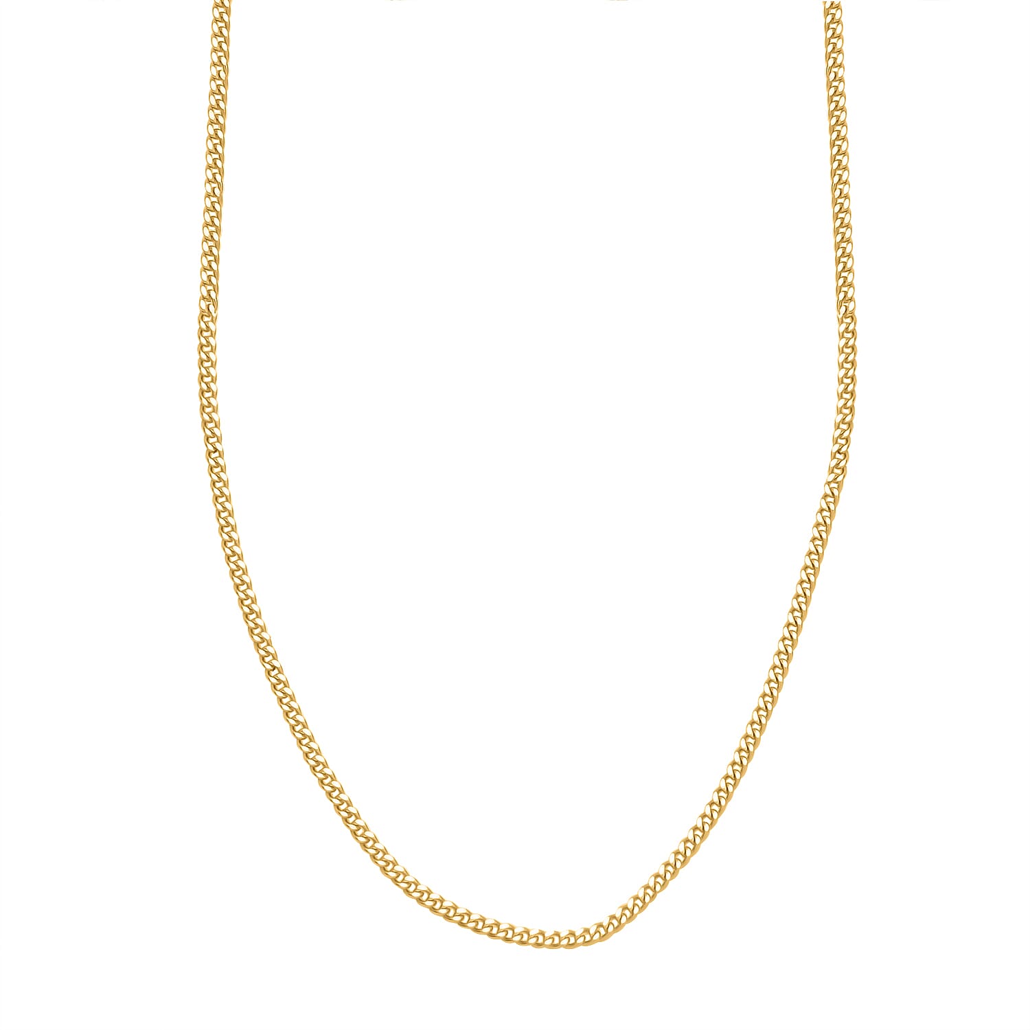 One Time Deal - 9K Yellow Gold Diamond Cut Curb Necklace (Size 18) with Spring Ring Clasp
