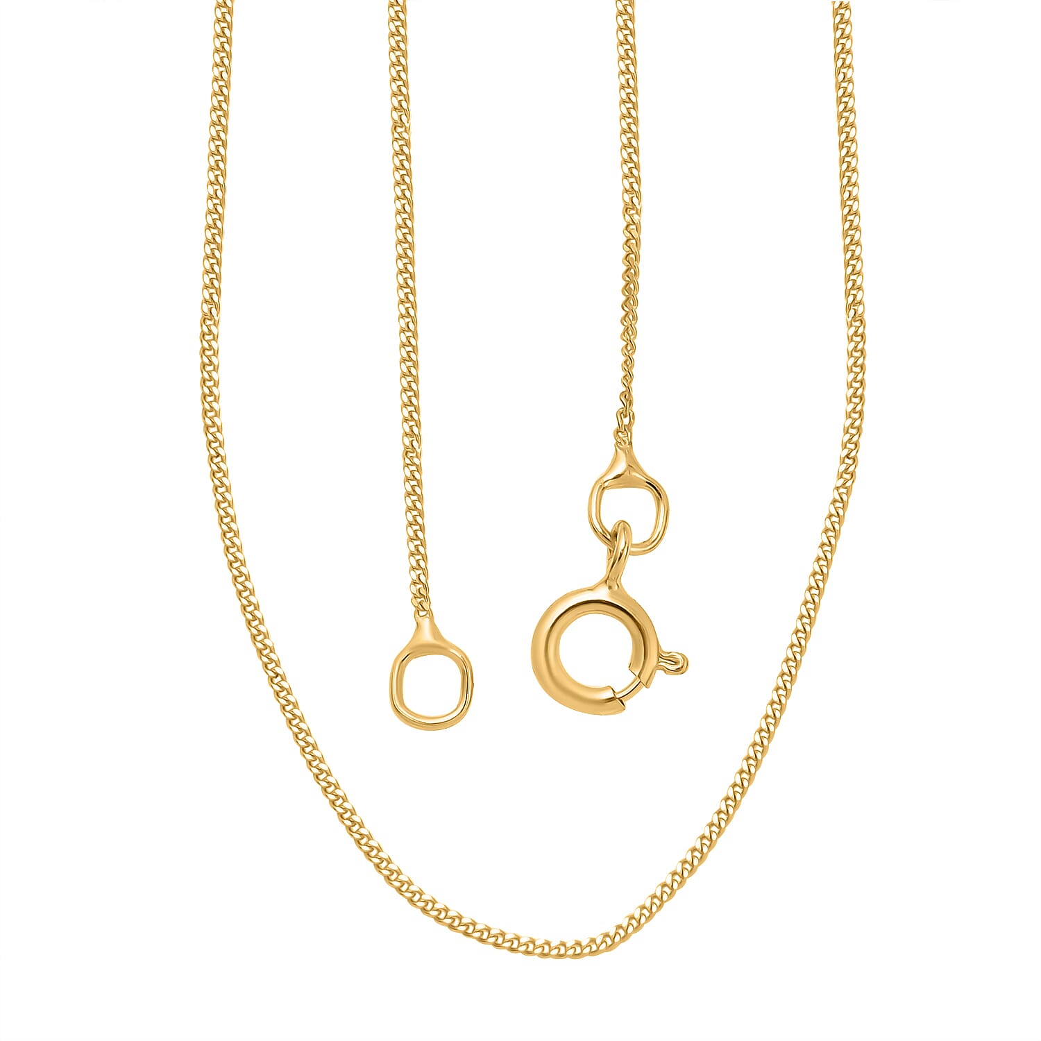 One Time Deal - 9K Yellow Gold Diamond Cut Curb Necklace (Size 18) with Spring Ring Clasp