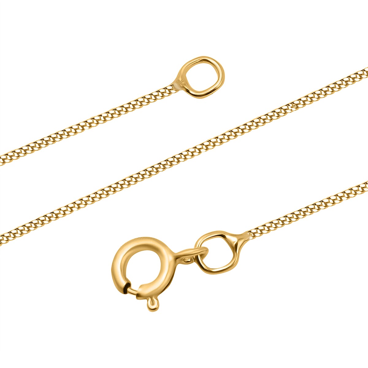 One Time Deal - 9K Yellow Gold Diamond Cut Curb Necklace (Size 18) with Spring Ring Clasp