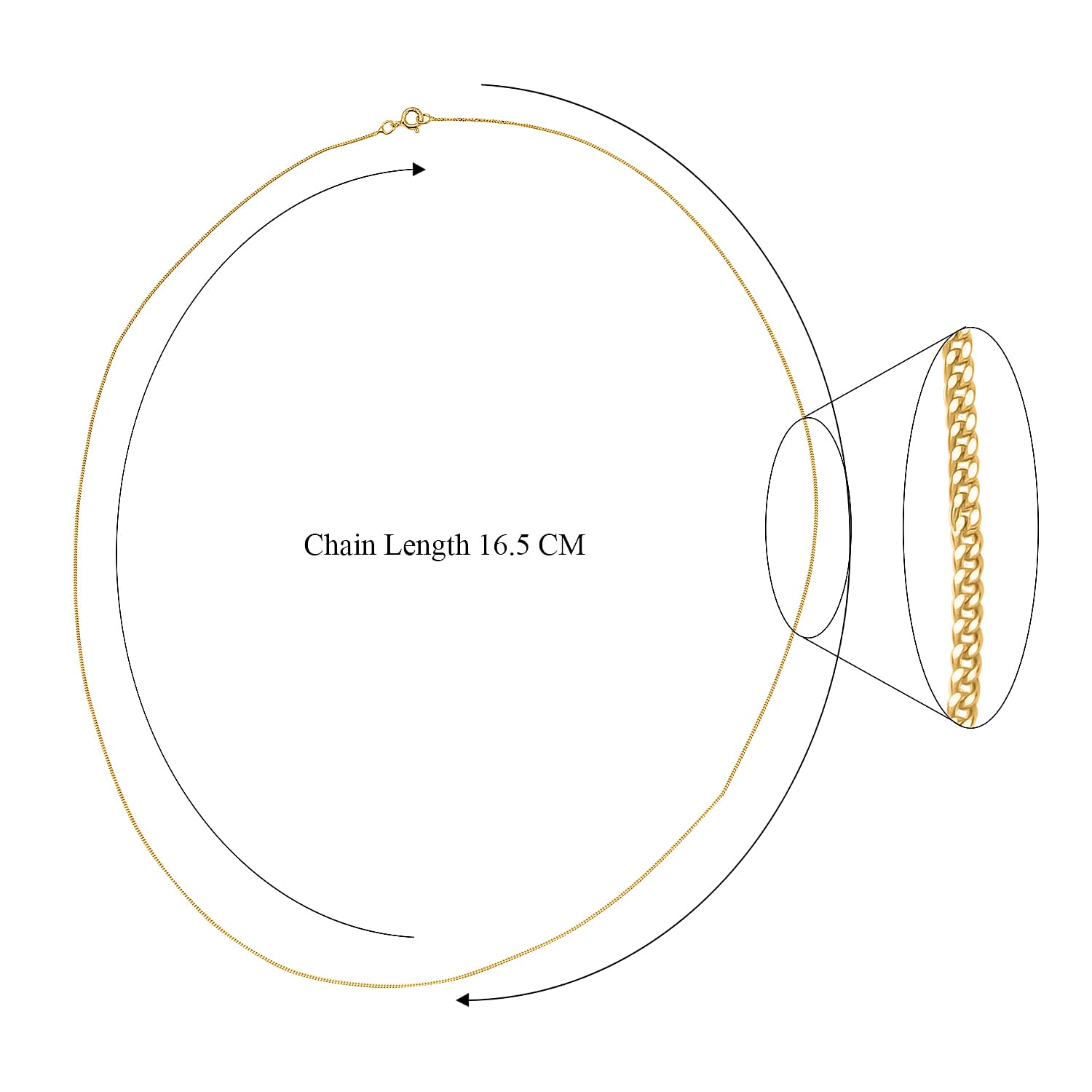 One Time Deal - 9K Yellow Gold Diamond Cut Curb Necklace (Size 18) with Spring Ring Clasp