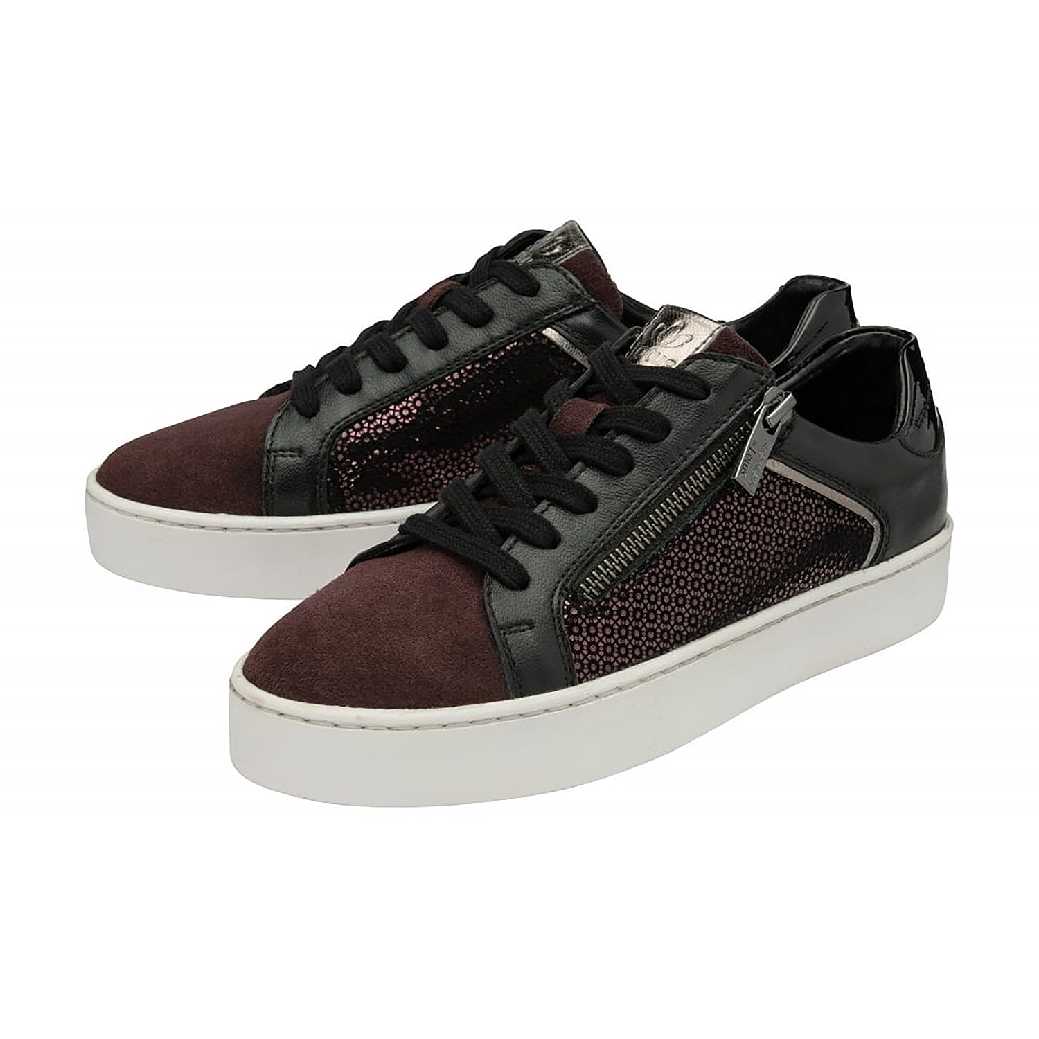 LOTUS Sherese Womens Leather Trainers (Size 8) - Black & Bordo