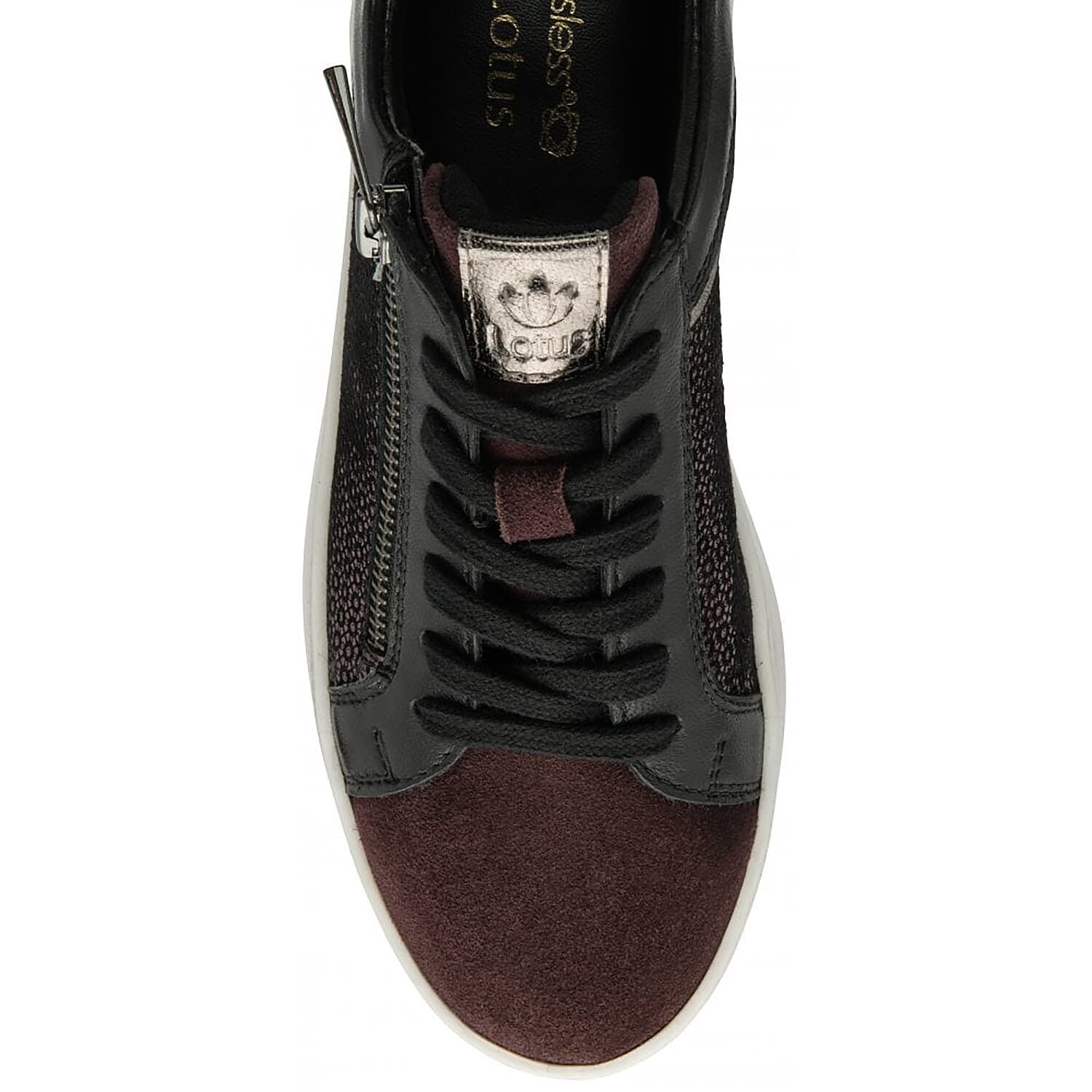 LOTUS Sherese Womens Leather Trainers (Size 8) - Black & Bordo