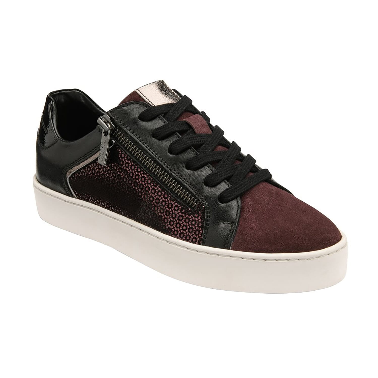 LOTUS Sherese Womens Leather Trainers (Size 8) - Black & Bordo