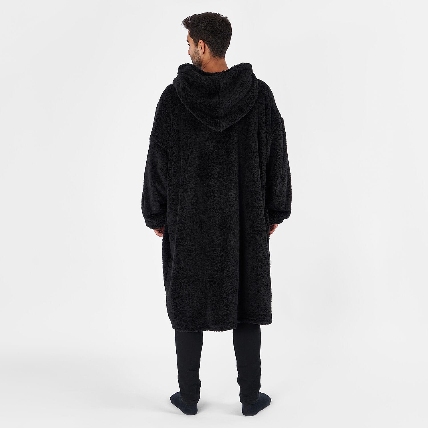 Oversized Teddy Fleece Hoodie (One Size) - Black Oversized Teddy Fleece Hoodie (One Size) - Black