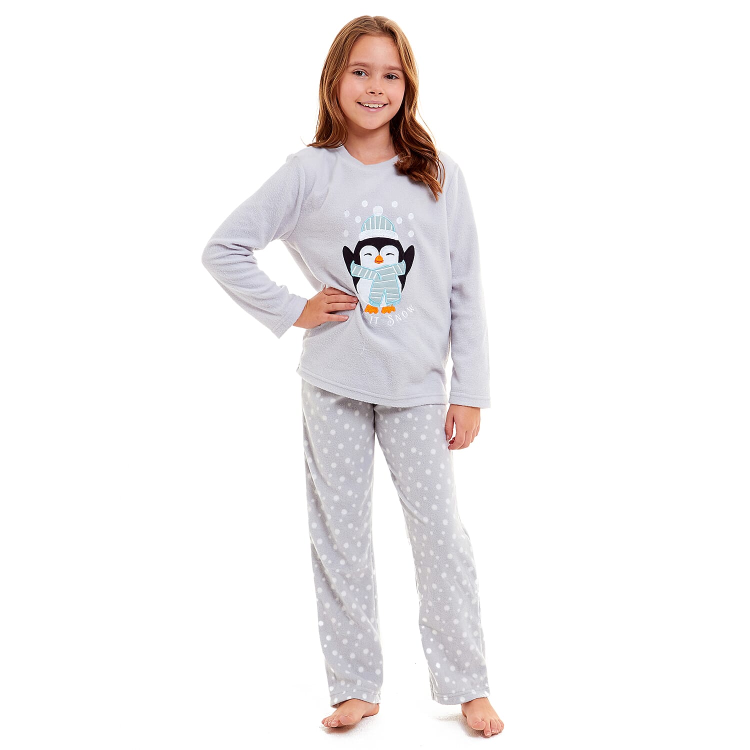 Childrens Dachshund Micro Fleece Pyjamas with Applique Top & Printed Trouser (Size 3-4) - Blue