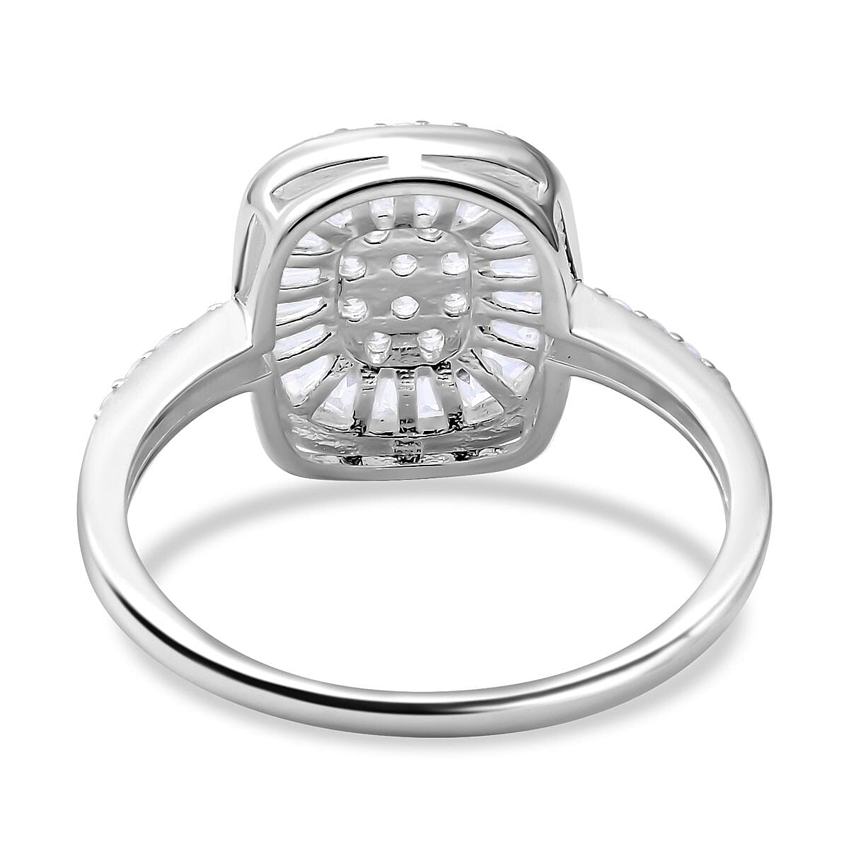 Cubic Zirconia Cluster Ring in Rhodium Overlay Sterling Silver