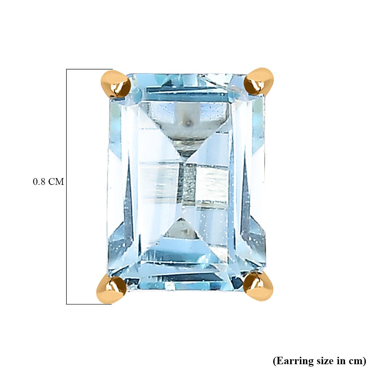 Skyblue Topaz Solitaire Earrings with Push Back in 18K Vermeil Yellow Gold Plated Sterling Silver 2.26 Ct.