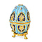 Hand-Painted Crystal Enamelled Easter Egg Trinket Box (Size 6x4 cm) - Blue & Gold