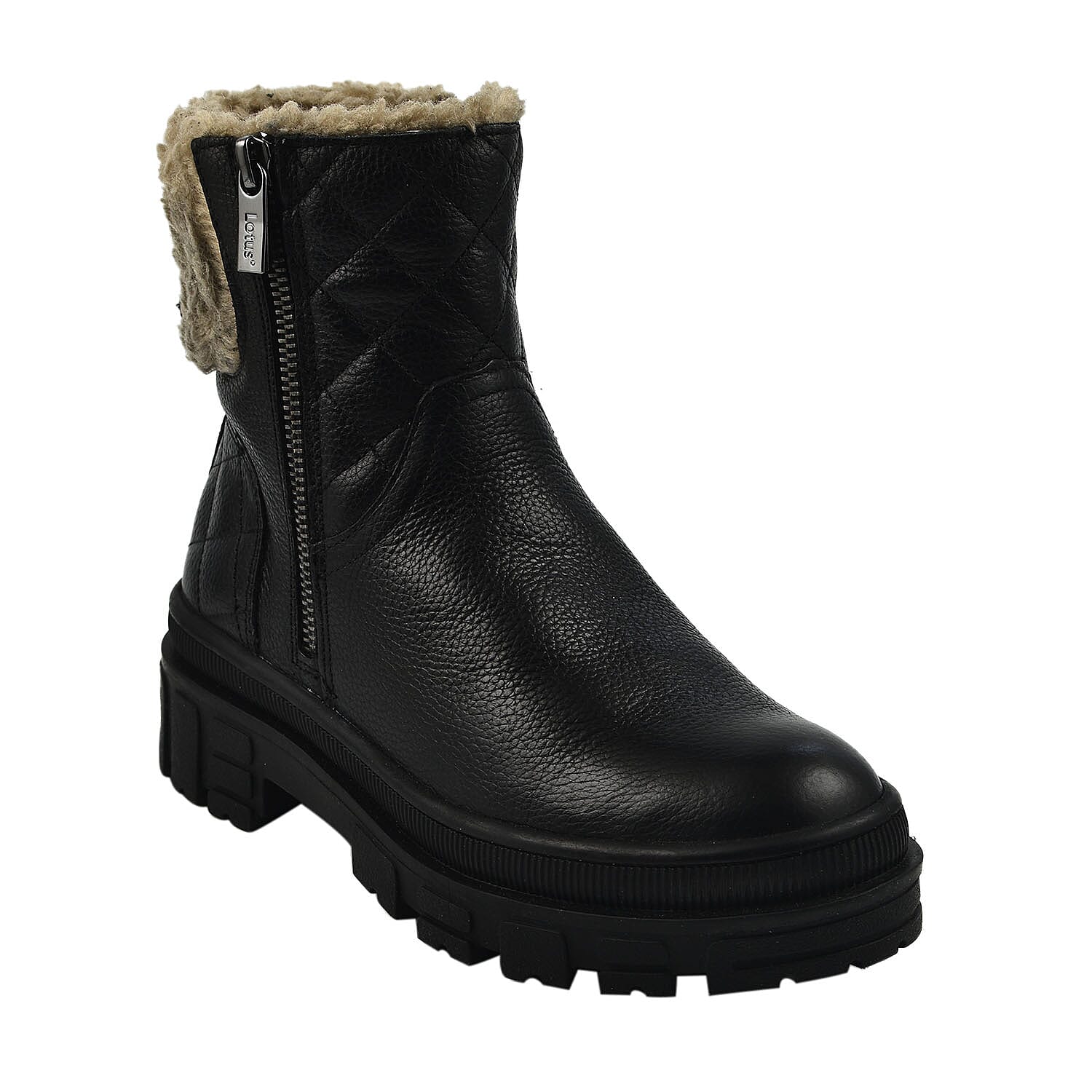 LOTUS Lavigne Zip-Up Womens Leather Boots (Size 3) - Black