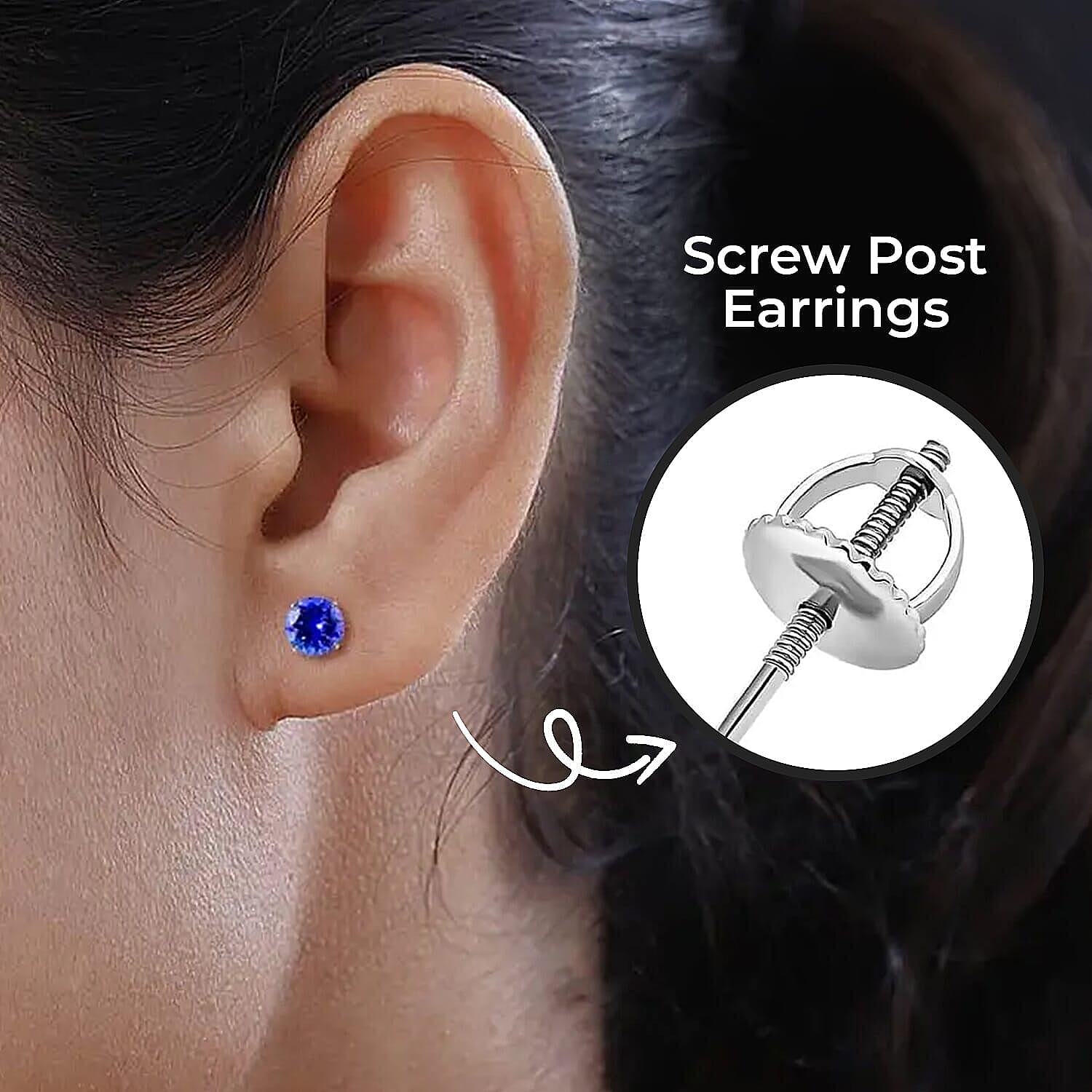 Rhapsody 950 Platinum AGI Certified AAAA Tanzanite Earring with Screw Back 2.48 Ct.