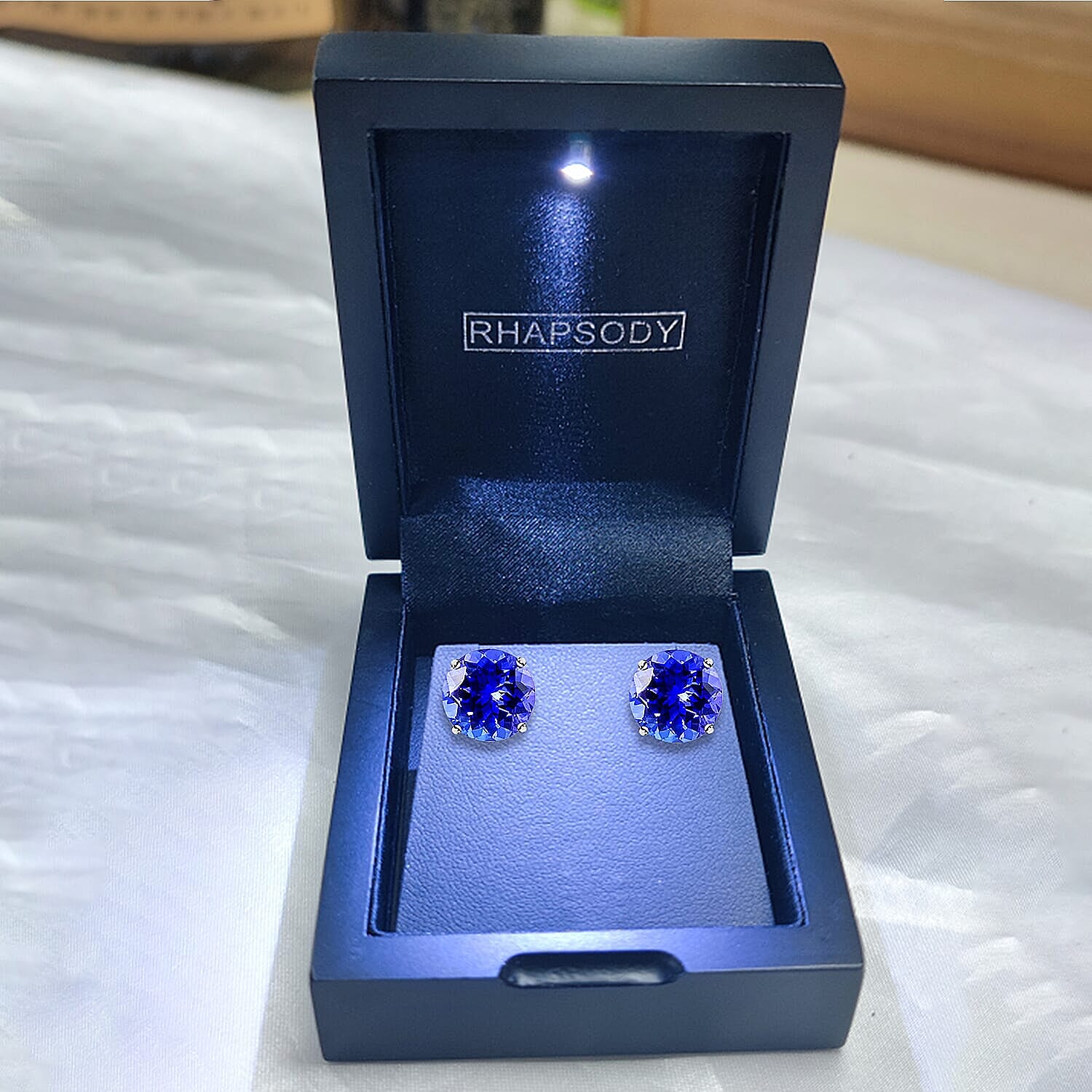 Rhapsody 950 Platinum AGI Certified AAAA Tanzanite Earring with Screw Back 2.48 Ct.