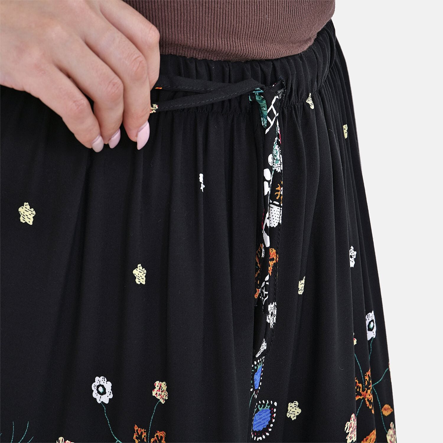 La Marey Floral Print Maxi Skirt