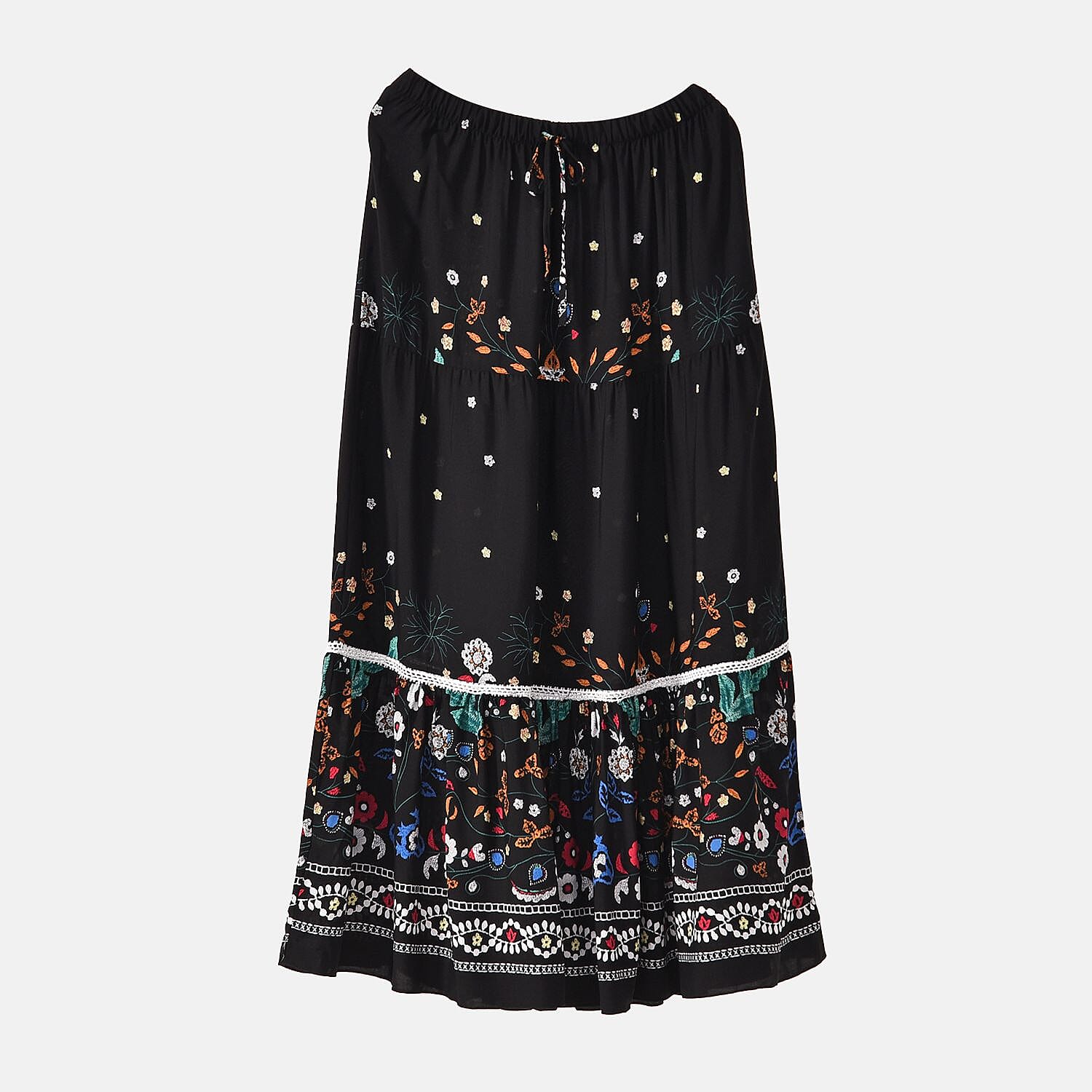 La Marey Floral Print Maxi Skirt