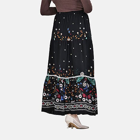 La Marey 100% Viscose Floral Print Maxi Dress (Curve One 20 - 26) - Black