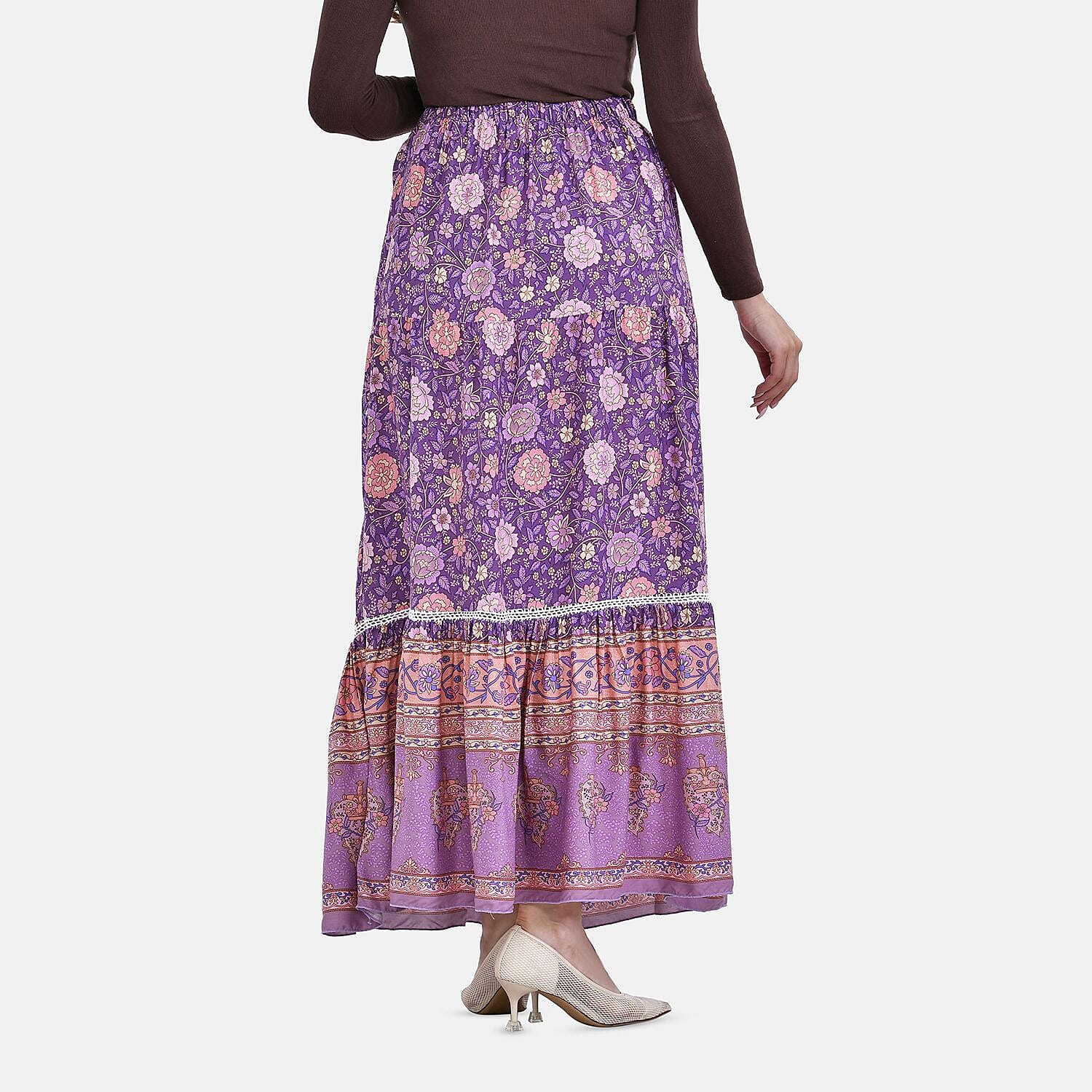 [Margesherwood ] / ☆ CRINKLED SATIN SKIRT/ lavender Tiered Crinkle Skirt - Purple at Cotton Traders