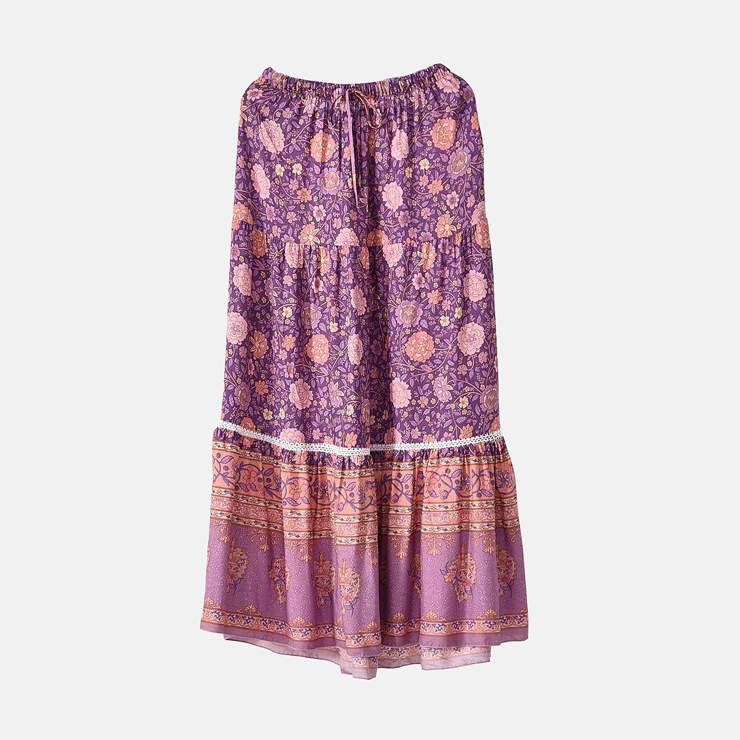 La Marey Floral Print Maxi Skirt