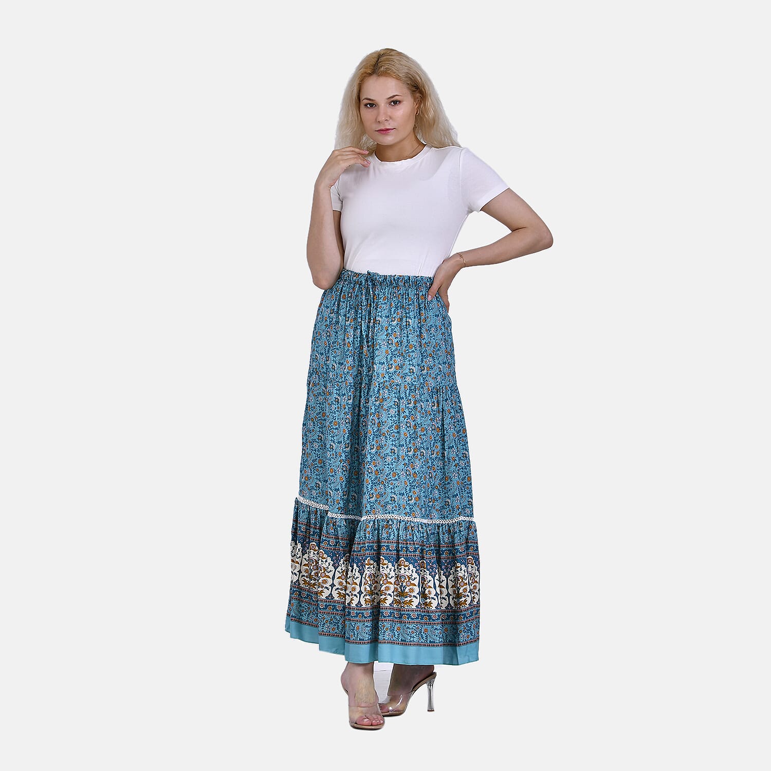 La Marey Floral Print Maxi Skirt