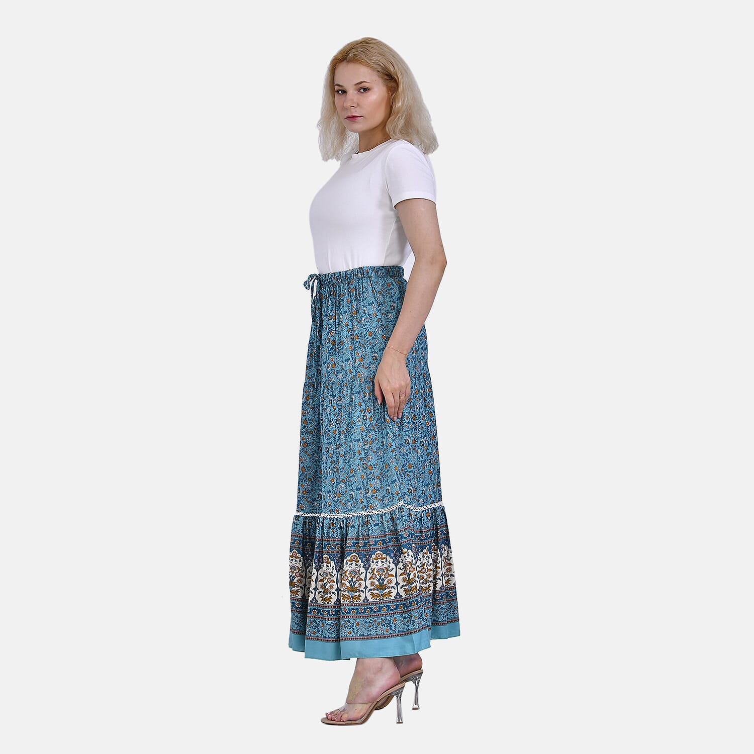 La Marey Floral Print Maxi Skirt