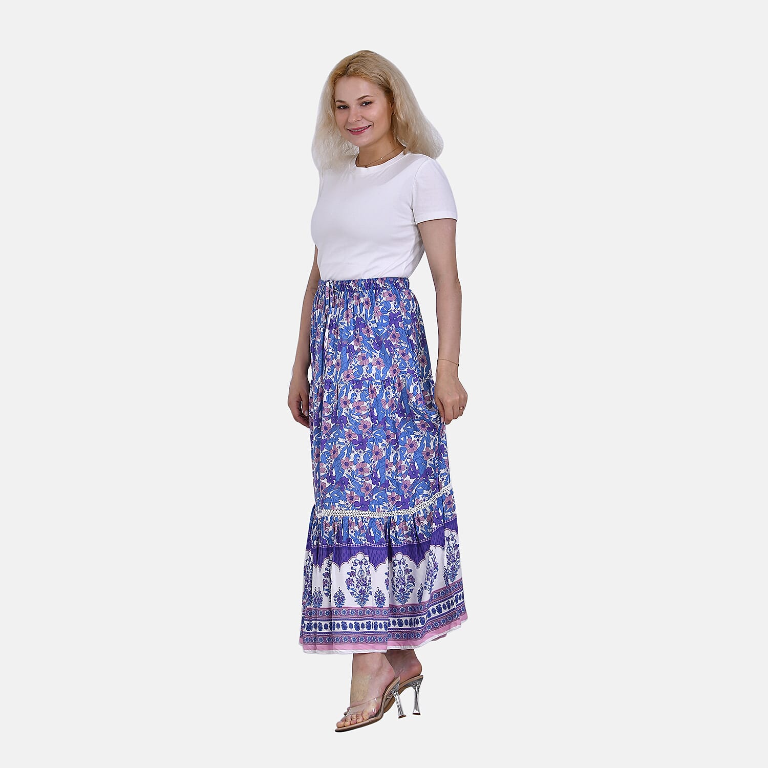 La Marey Floral Print Maxi Skirt
