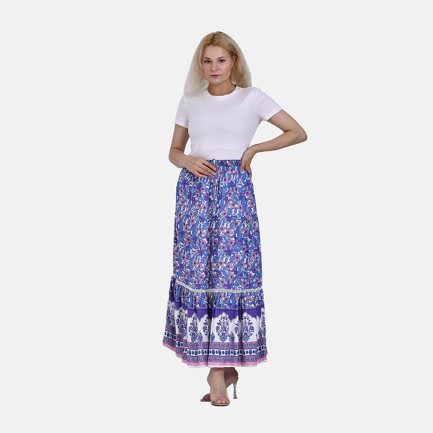 La Marey Floral Print Maxi Skirt