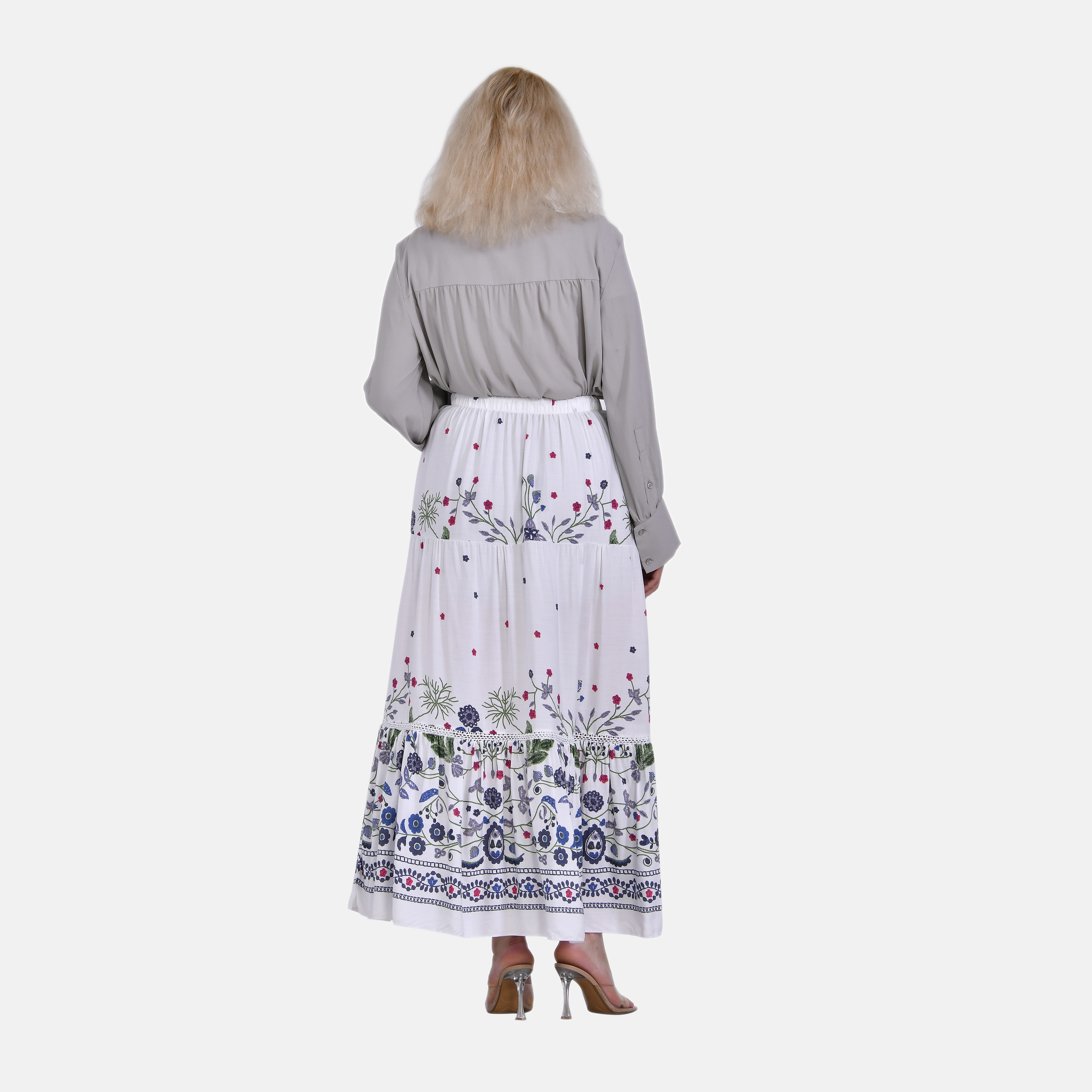 La Marey Floral Print Maxi Skirt