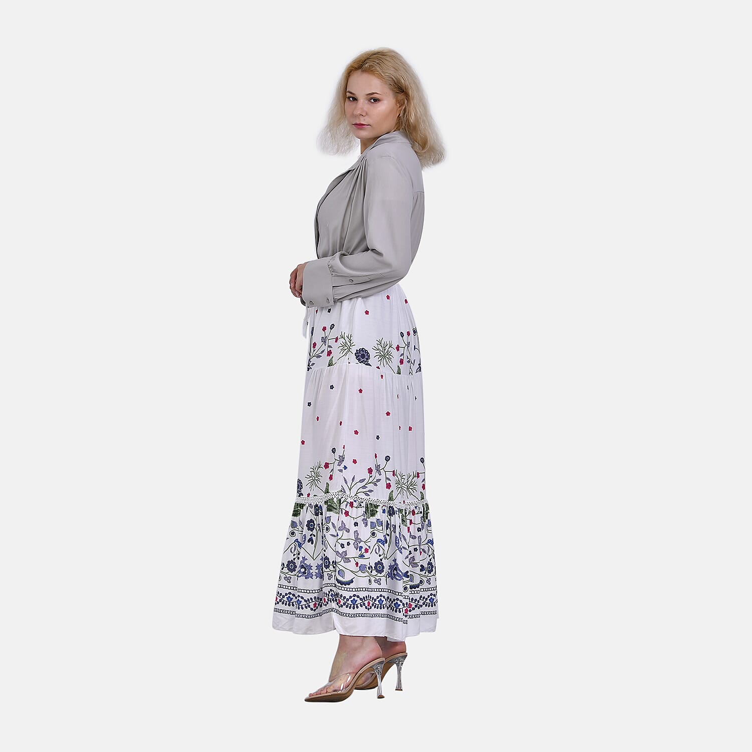 La Marey Floral Print Maxi Skirt