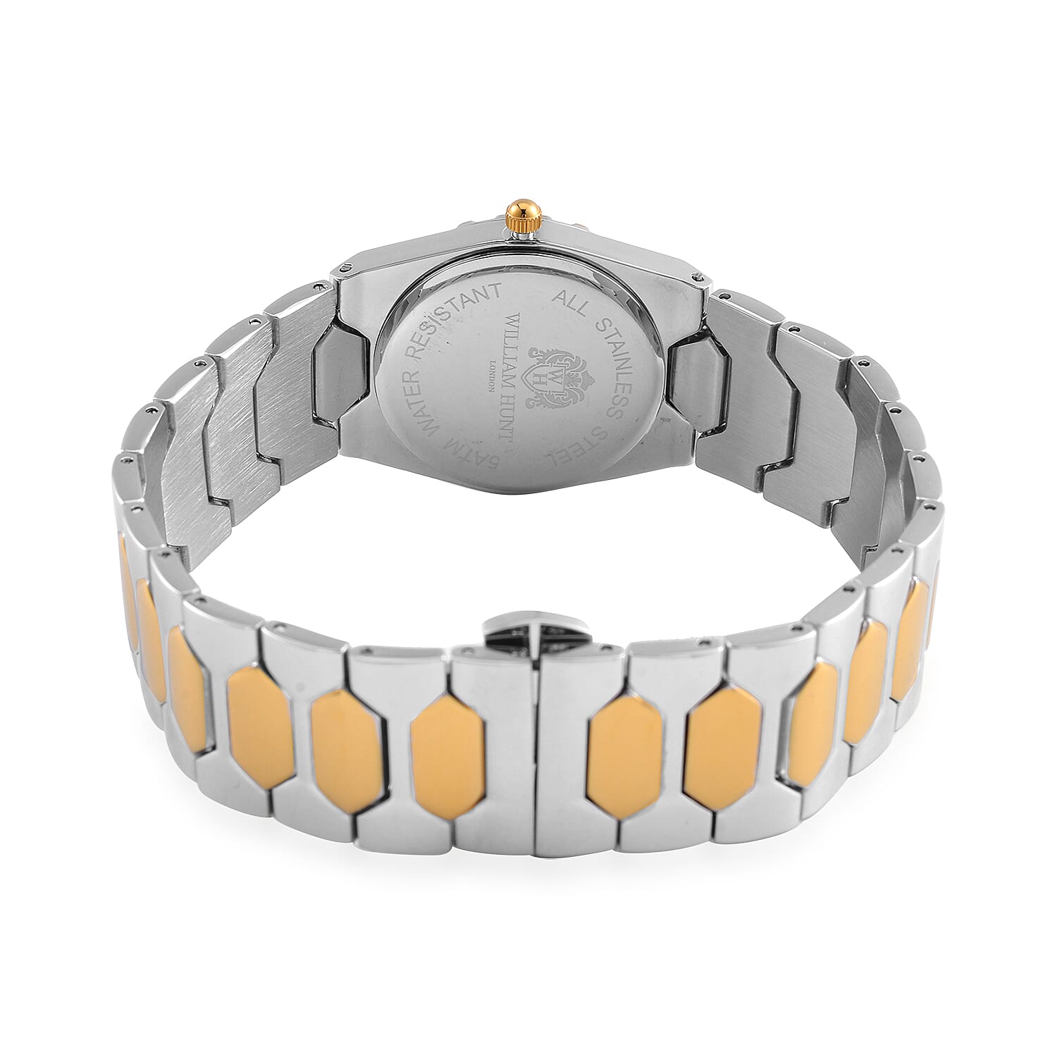 William Hunt Swiss Movement Diamond Studded Ladies Watch with Black Dial and Two Tone