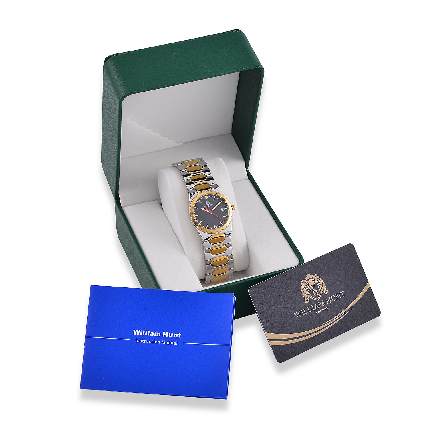 William Hunt Swiss Movement Diamond Studded Ladies Watch with Black Dial and Two Tone