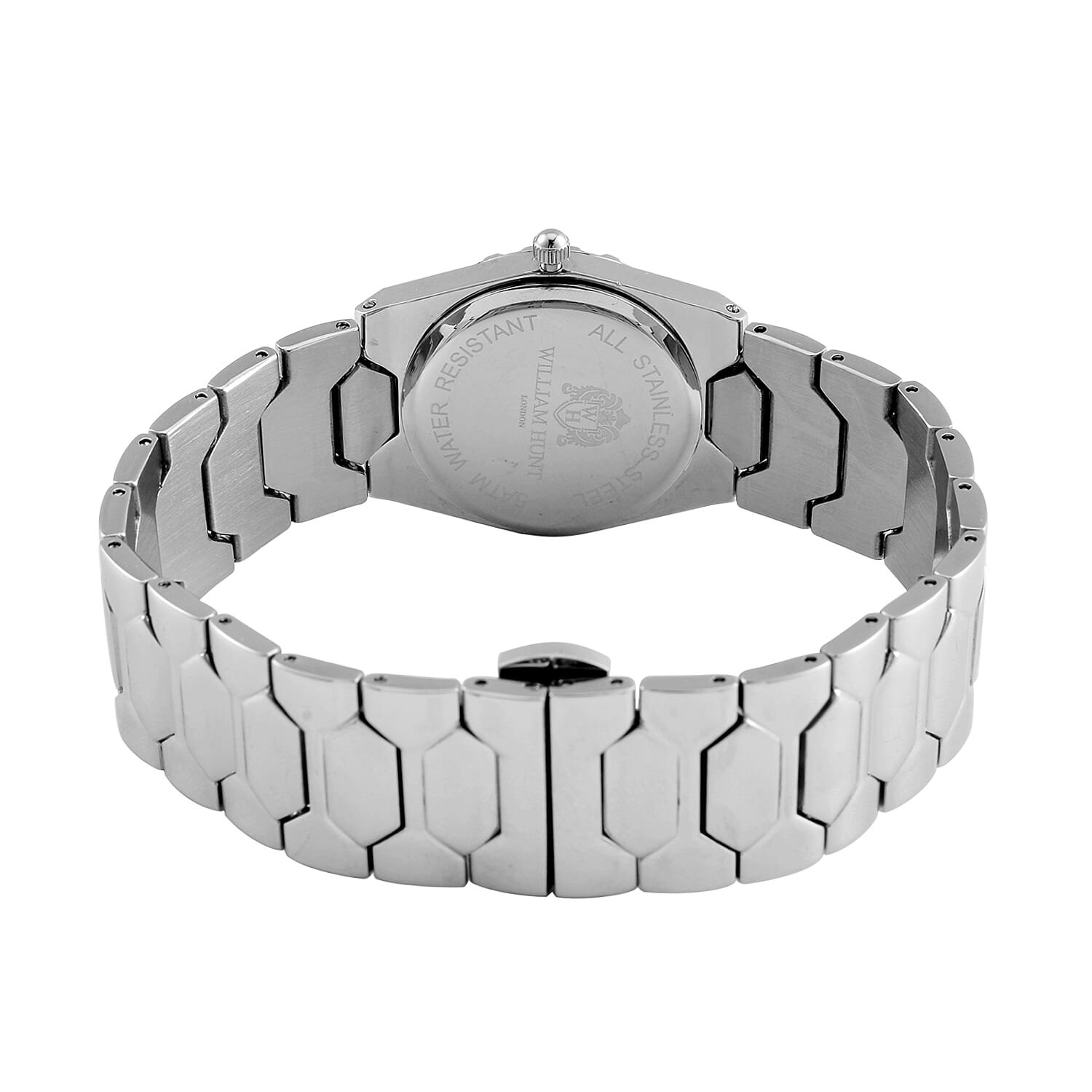 William Hunt Swiss Movement Diamond Studded Ladies Watch with White Dial and Silver and Silver Tone