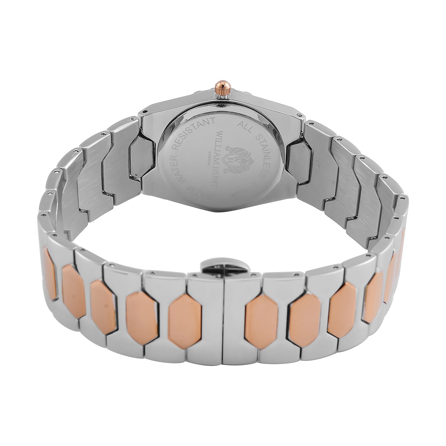 William Hunt Ronda 505 Rose Gold Dial with Date 5ATM WR Watch with Stainless Steel Strap in Dual Tone