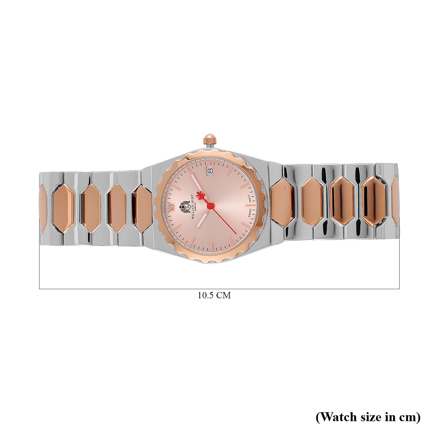 William Hunt Ronda 505 Rose Gold Dial with Date 5ATM WR Watch with Stainless Steel Strap in Dual Tone