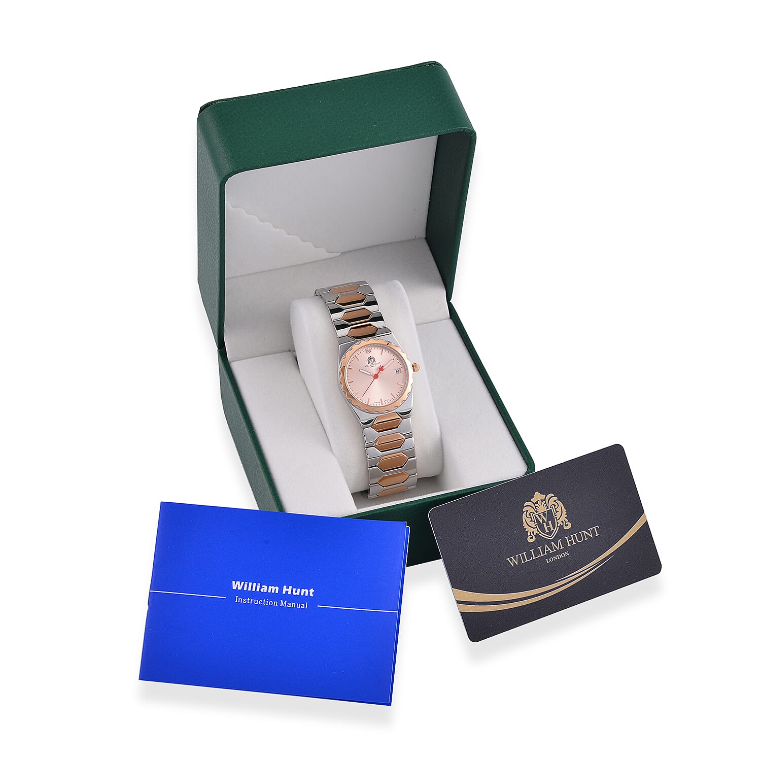 William Hunt Ronda 505 Rose Gold Dial with Date 5ATM WR Watch with Stainless Steel Strap in Dual Tone