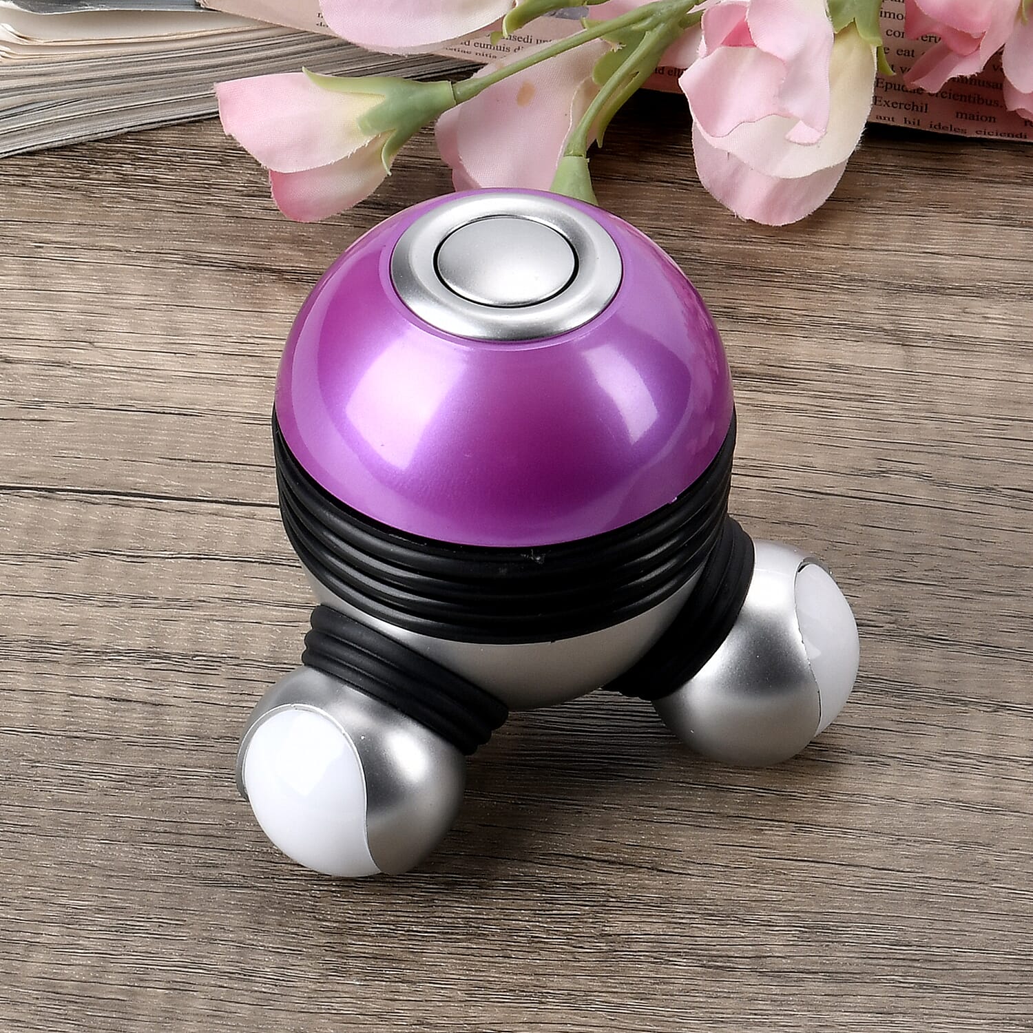 Vibrating Body Massager with Soft Lighting (3xAAA Battery,Not Inc.) - Purple & Silver