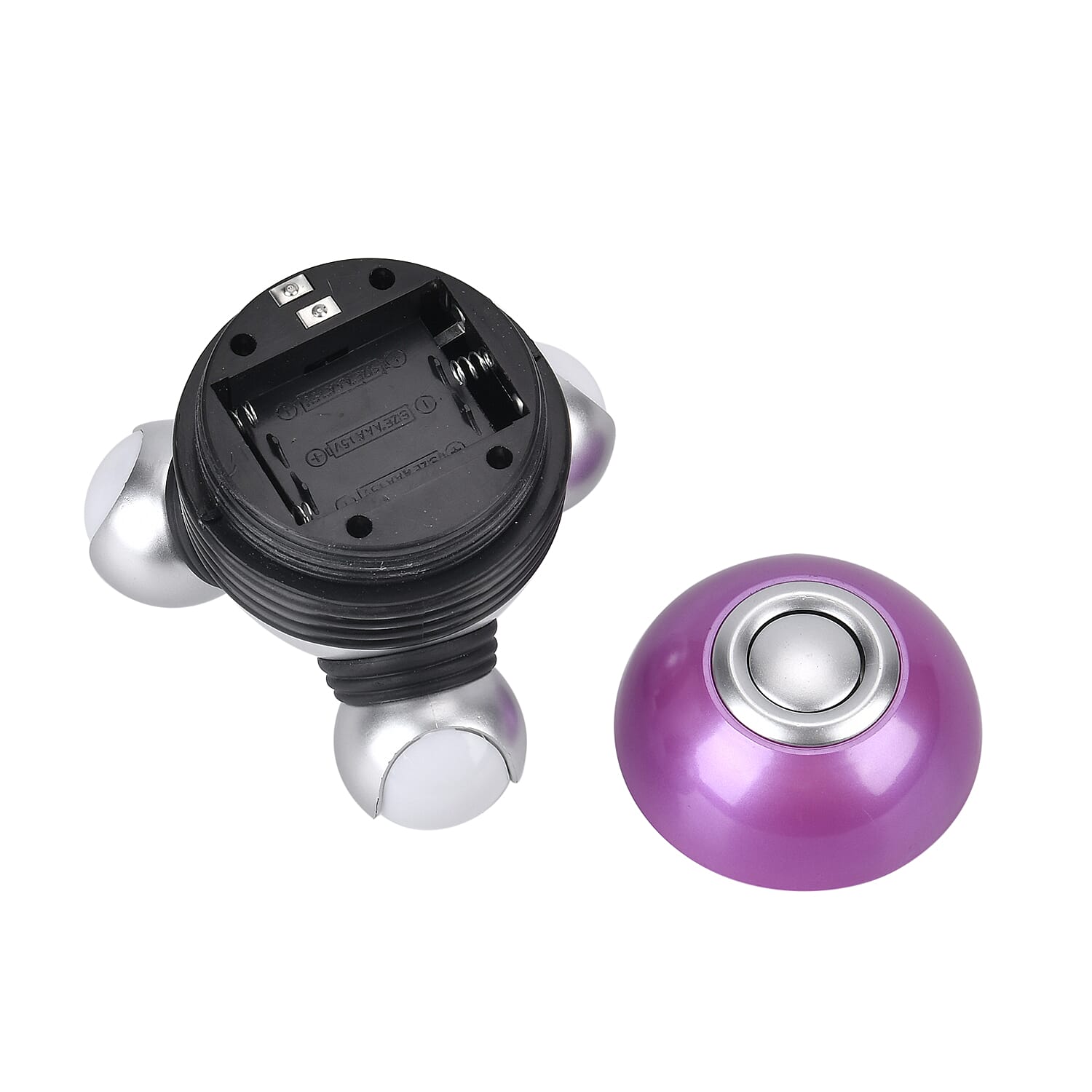 Vibrating Body Massager with Soft Lighting (3xAAA Battery,Not Inc.) - Purple & Silver