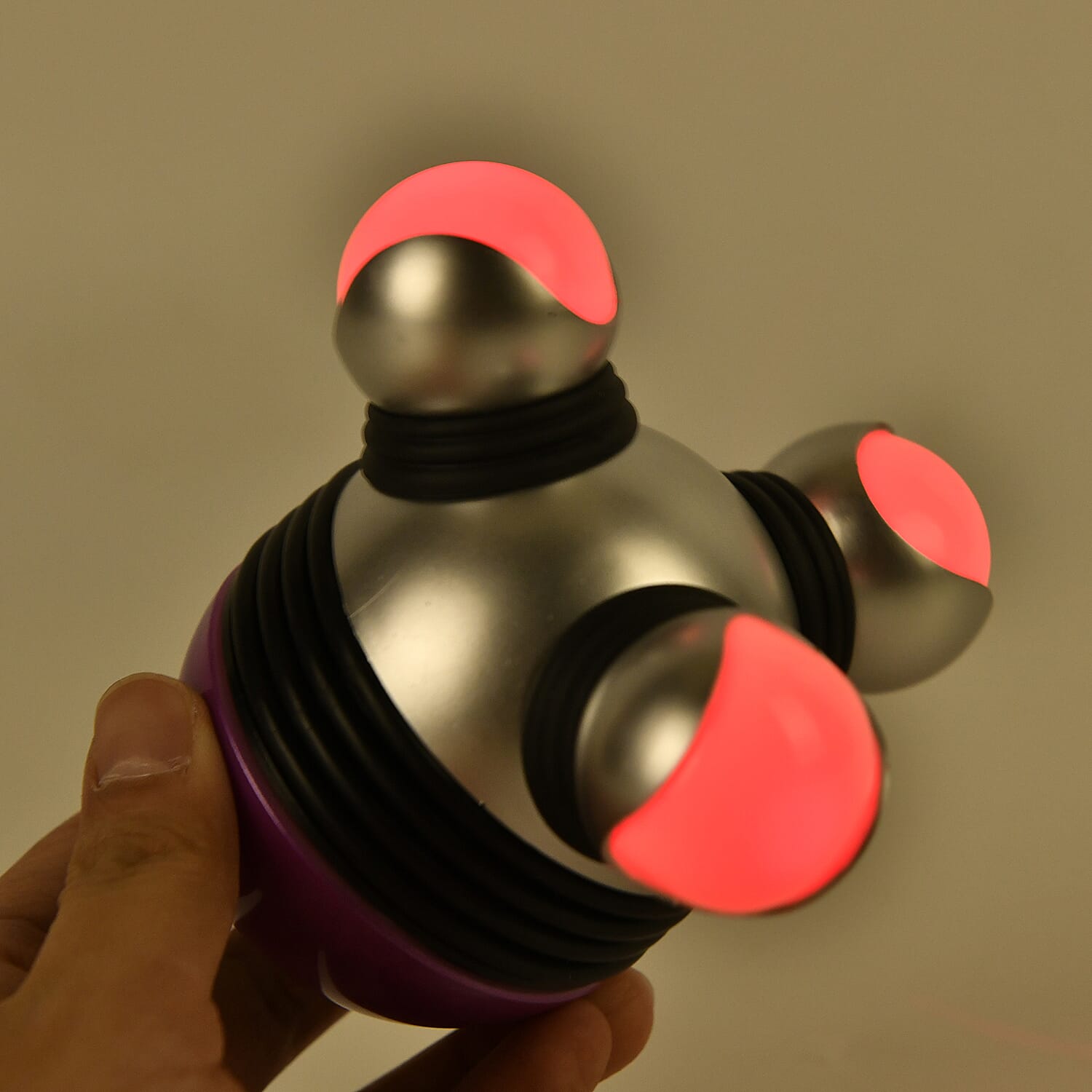 Vibrating Body Massager with Soft Lighting (3xAAA Battery,Not Inc.) - Purple & Silver