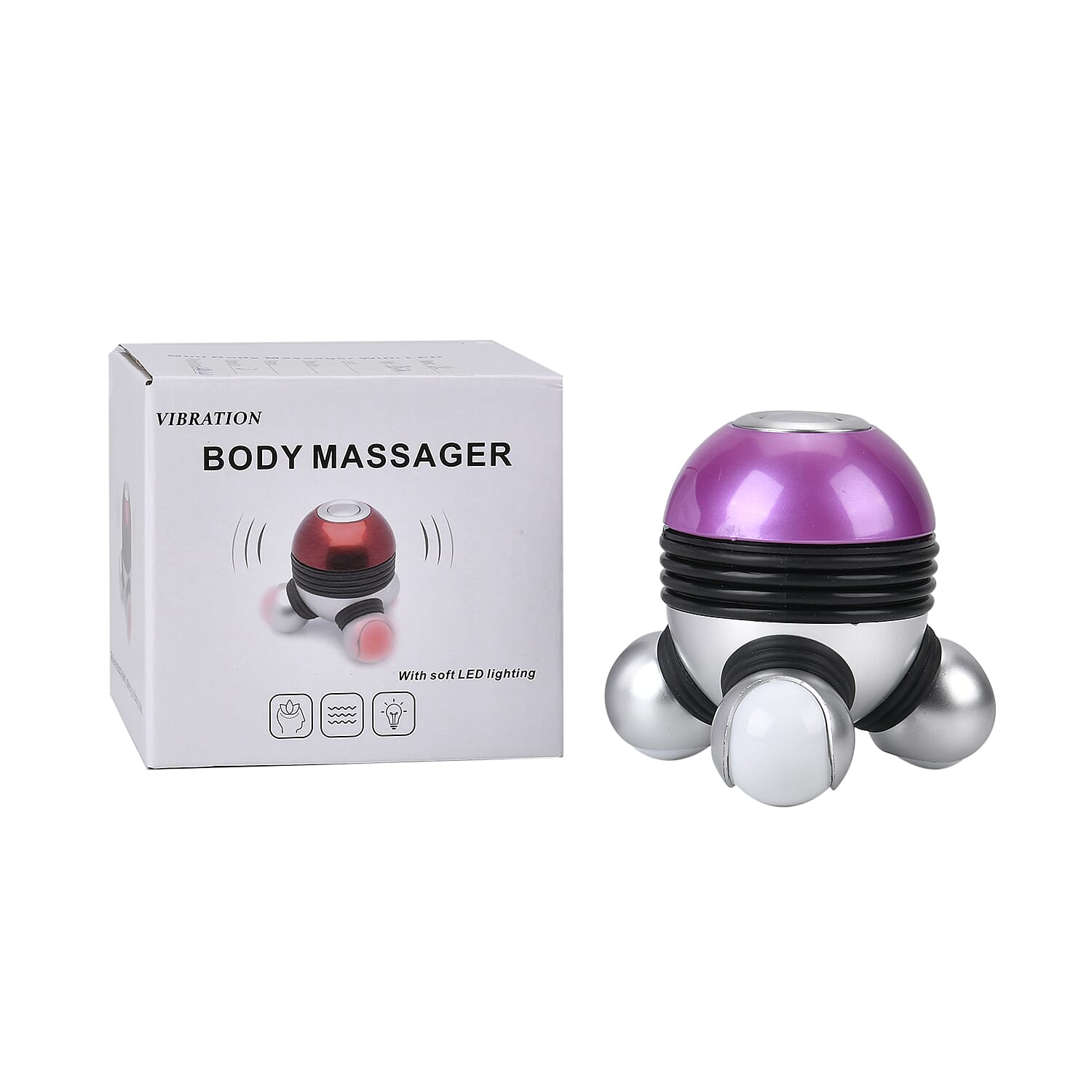 Vibrating Body Massager with Soft Lighting (3xAAA Battery,Not Inc.) - Purple & Silver