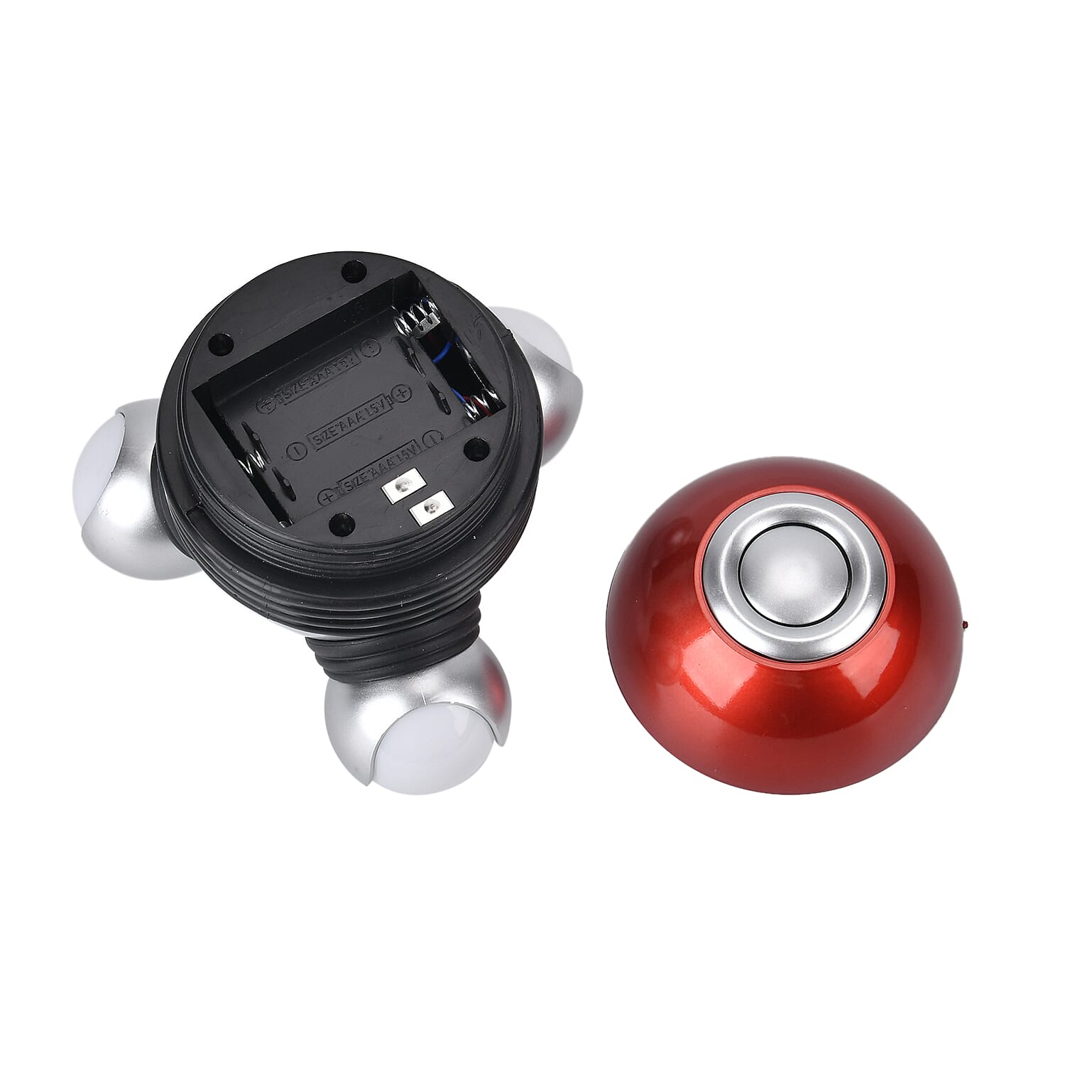 Vibrating Body Massager with Soft Lighting (3xAAA Battery,Not Inc.) - Red - Silver