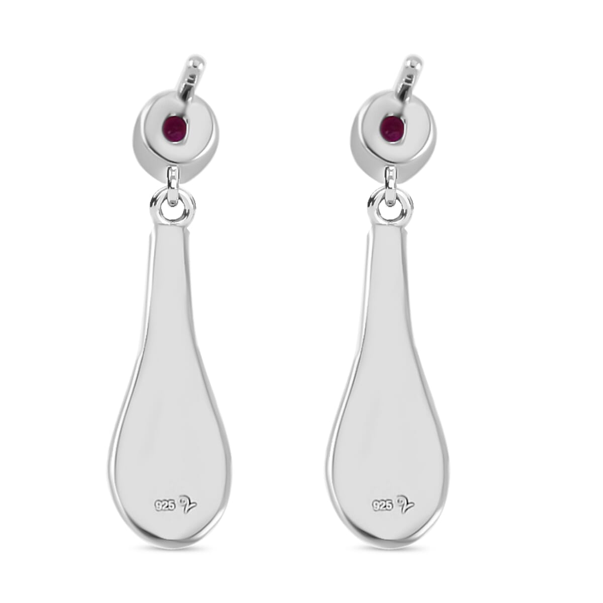 LUCY Q - Drop Collection Ruby Earring with Push Back in Rhodium Overlay Sterling Silver LUCY Q - Drop Collection Ruby Earring with Push Back in Rhodium Overlay Sterling Silver
