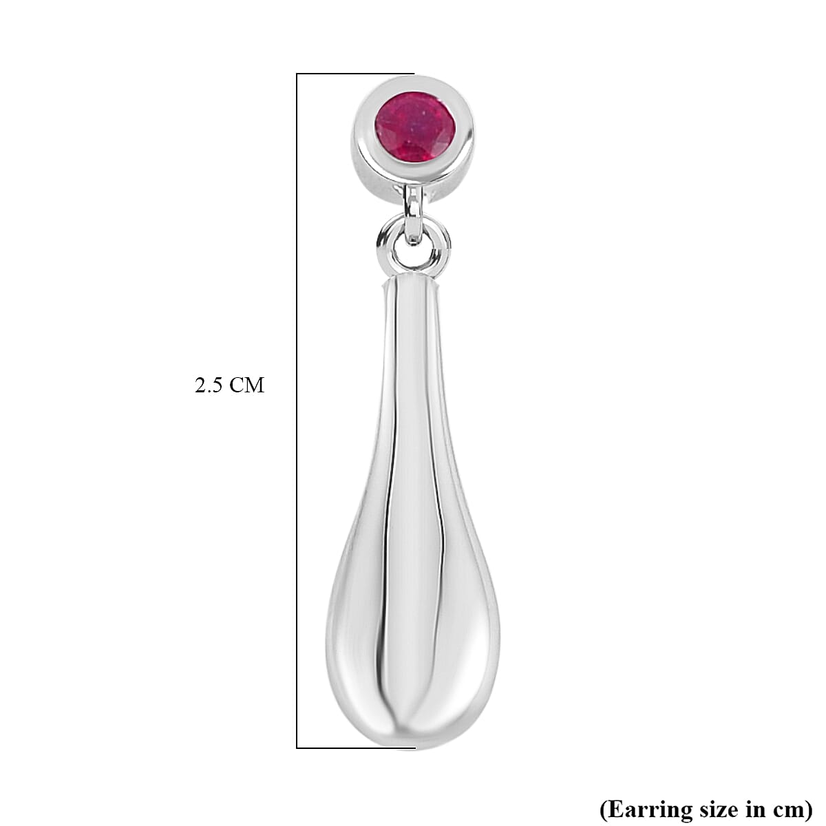 LUCY Q - Drop Collection Ruby Earring with Push Back in Rhodium Overlay Sterling Silver LUCY Q - Drop Collection Ruby Earring with Push Back in Rhodium Overlay Sterling Silver