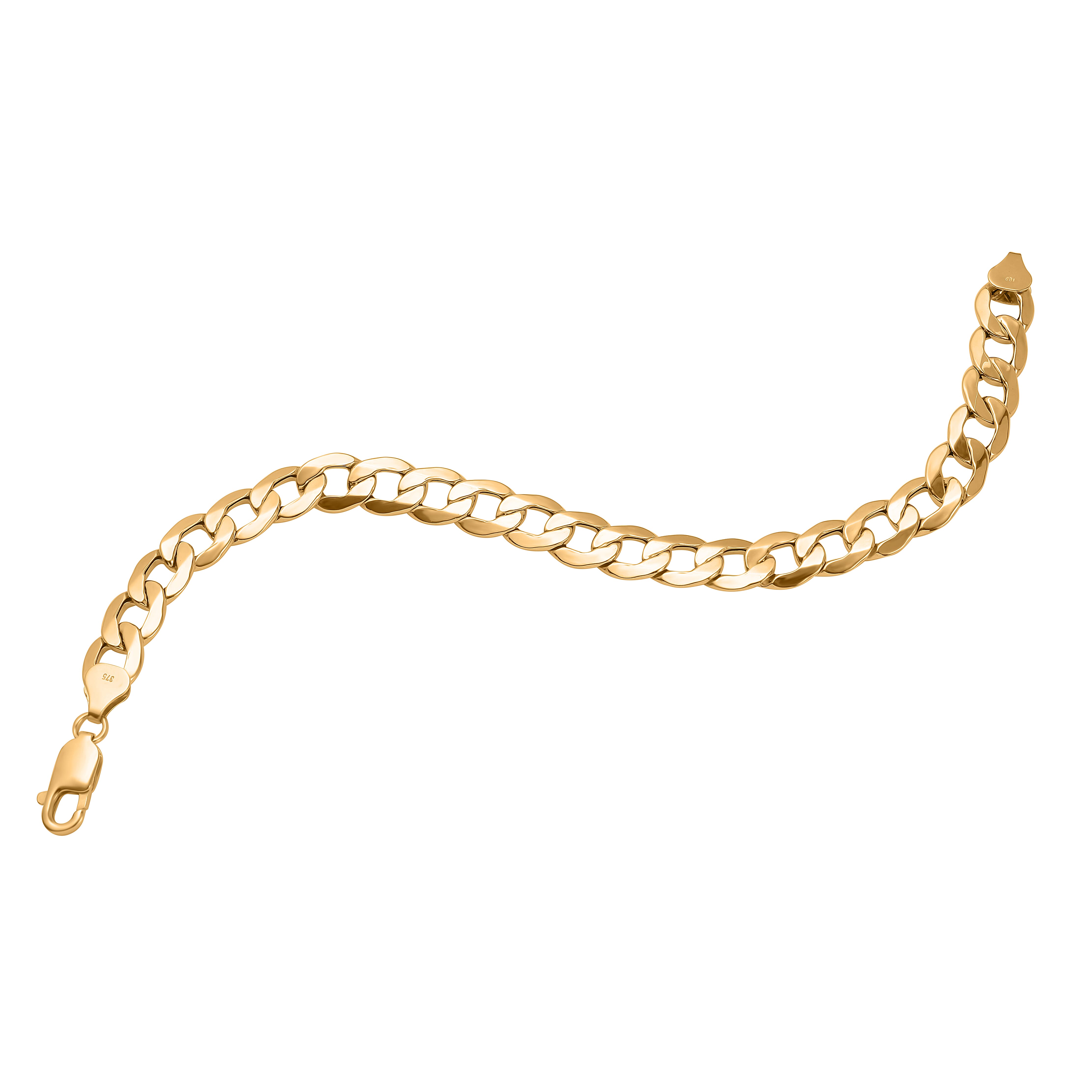 Italian Made Closeout - 9K Yellow Gold Curb Bracelet (Size - 8.5), Gold Wt. 10 Gms