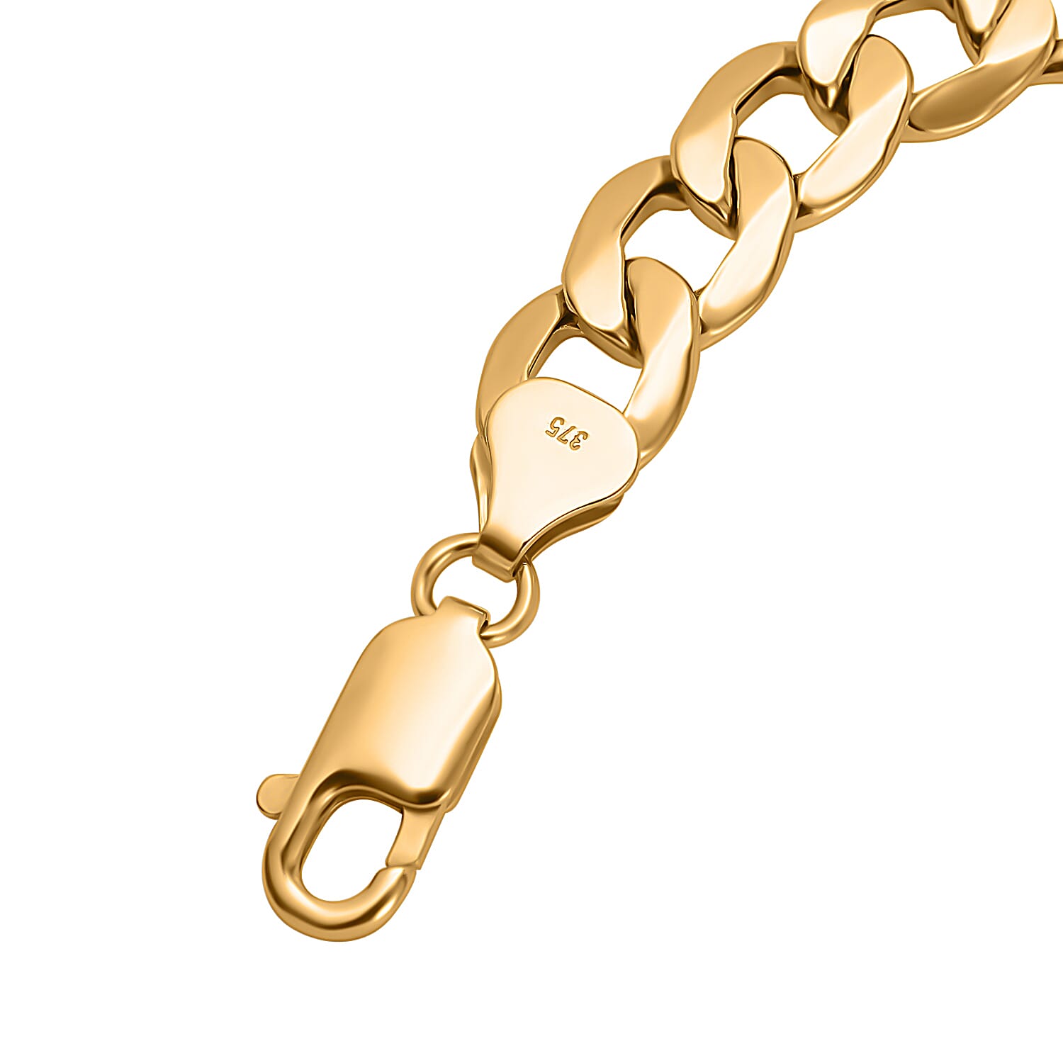 Italian Made Closeout - 9K Yellow Gold Curb Bracelet (Size - 8.5), Gold Wt. 10 Gms