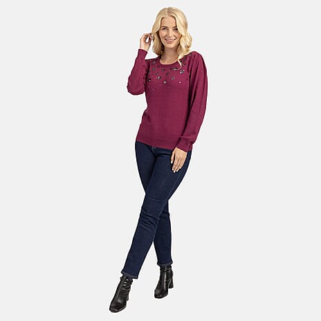 Viscose Cardigan and Sweater-Jumper (Size 1x1 cm) - Violet