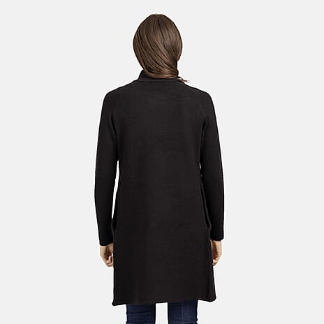 Mudflower Viscose Gold Studded Wrapover Cardigan (Size 10) - Black