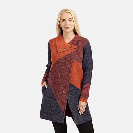 Mudflower Colorblock Viscose Coatigan (Size 12) - Red