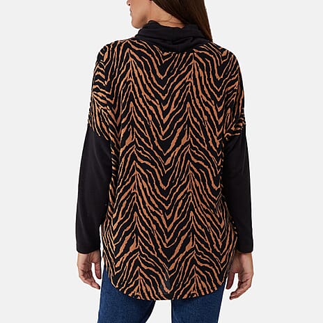 Nova of London - Animal Printed Roll Neck Jumper (Size S-M) - Brown Size 8-12