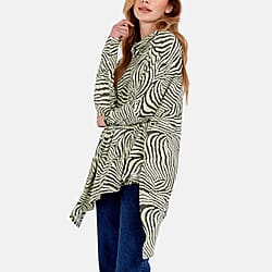 Nova of London - Abstract Zebra Pattern Oversized Cowl Neck Top(Size S-M) - Stone