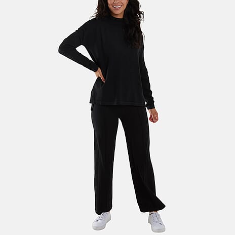 Nova of London - Side Split Jumper - Leggings Lounge Set (Size S-M) - Black